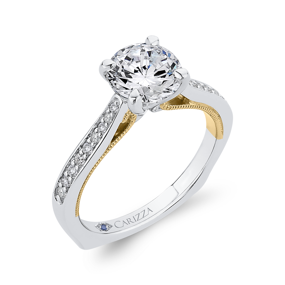 Diamond Engagement Ring in 14K Two Tone Gold (Semi-Mount)