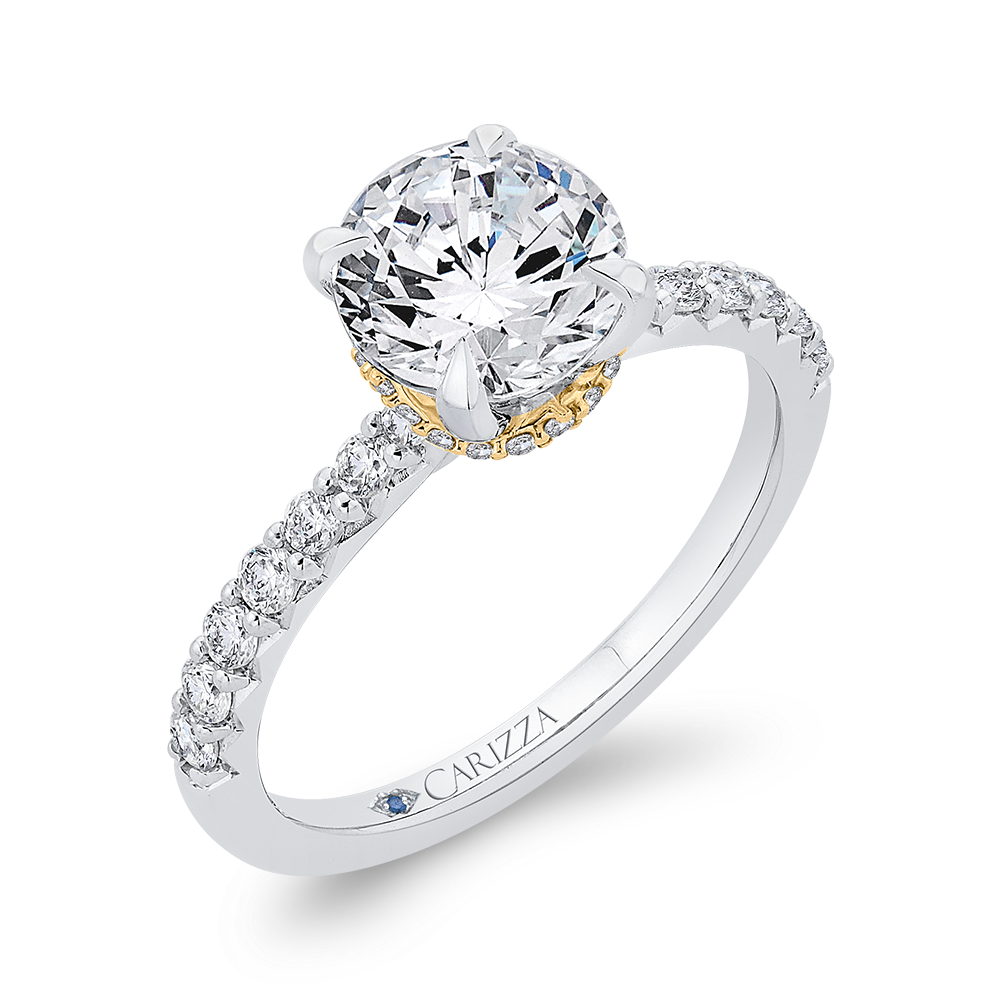 Round Diamond Engagement Ring in 14K Two Tone Gold (Semi-Mount)