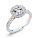 Euro Shank Round Diamond Halo Engagement Ring in 14K Two Tone Gold (Semi-Mount)