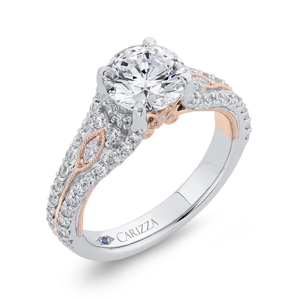 Diamond Engagement Ring in 14K Two Tone Gold (Semi-Mount)