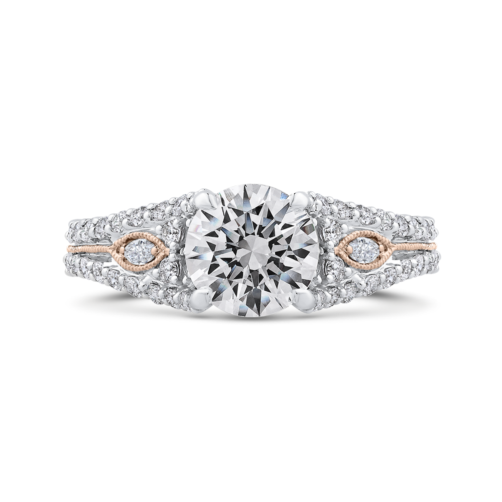 Diamond Engagement Ring in 14K Two Tone Gold (Semi-Mount)