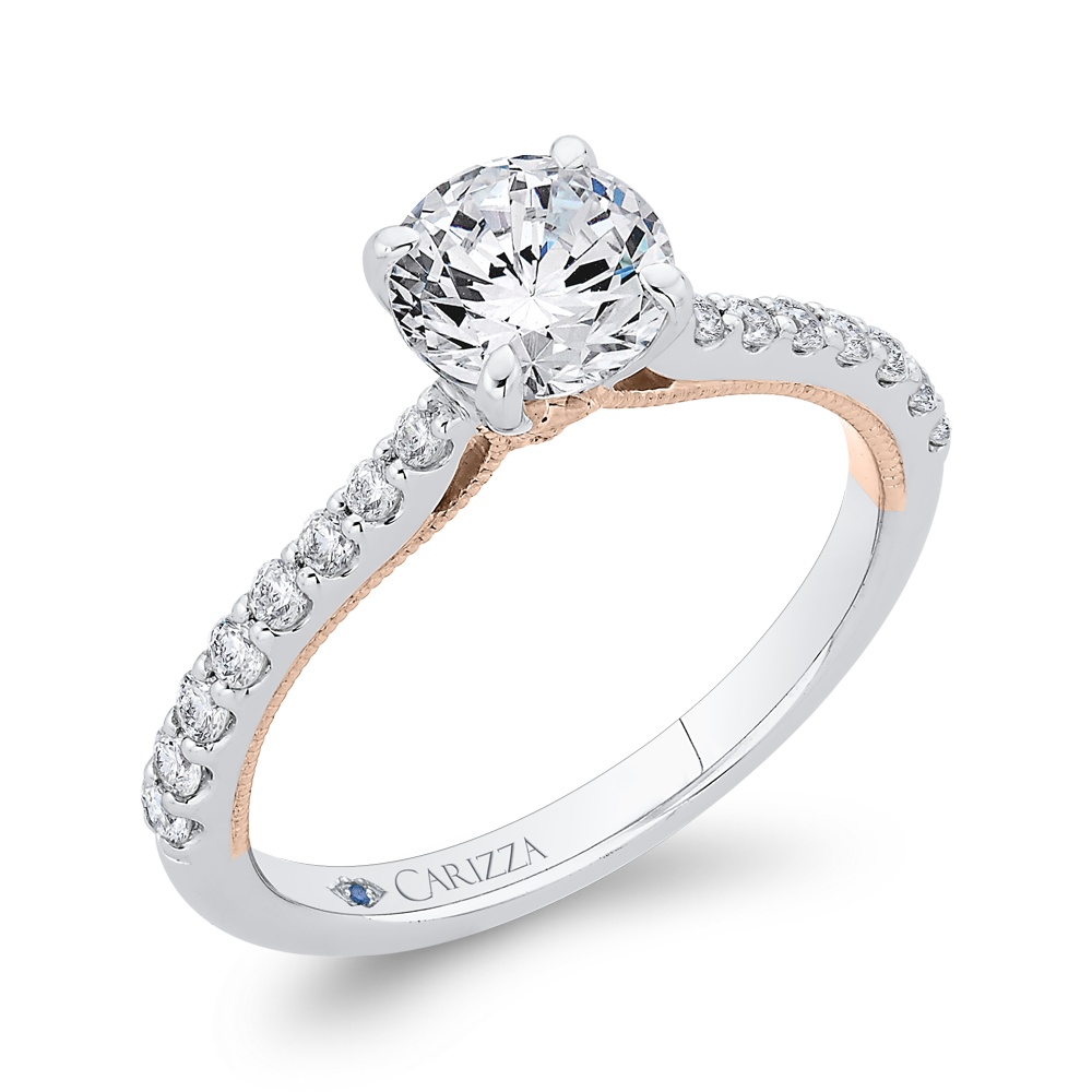 Round Diamond Engagement Ring in 14K Two Tone Gold (Semi-Mount)