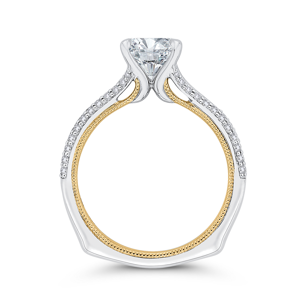 Split Shank Round Diamond Engagement Ring with Euro Shank in 14K Two Tone Gold (Semi-Mount)