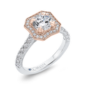 Round Diamond Halo Engagement Ring in 14K Two Tone Gold (Semi-Mount)