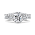 Split Shank Round Diamond Halo Engagement Ring in 14K White Gold (Semi-Mount)