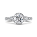 Split Shank Round Diamond Halo Engagement Ring in 14K White Gold (Semi-Mount)