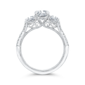 Three-Stone Engagement Ring with Round Diamond in 14K White Gold (Semi-Mount)