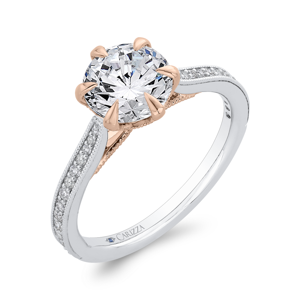 Diamond Engagement Ring in 14K Two Tone Gold (Semi-Mount)