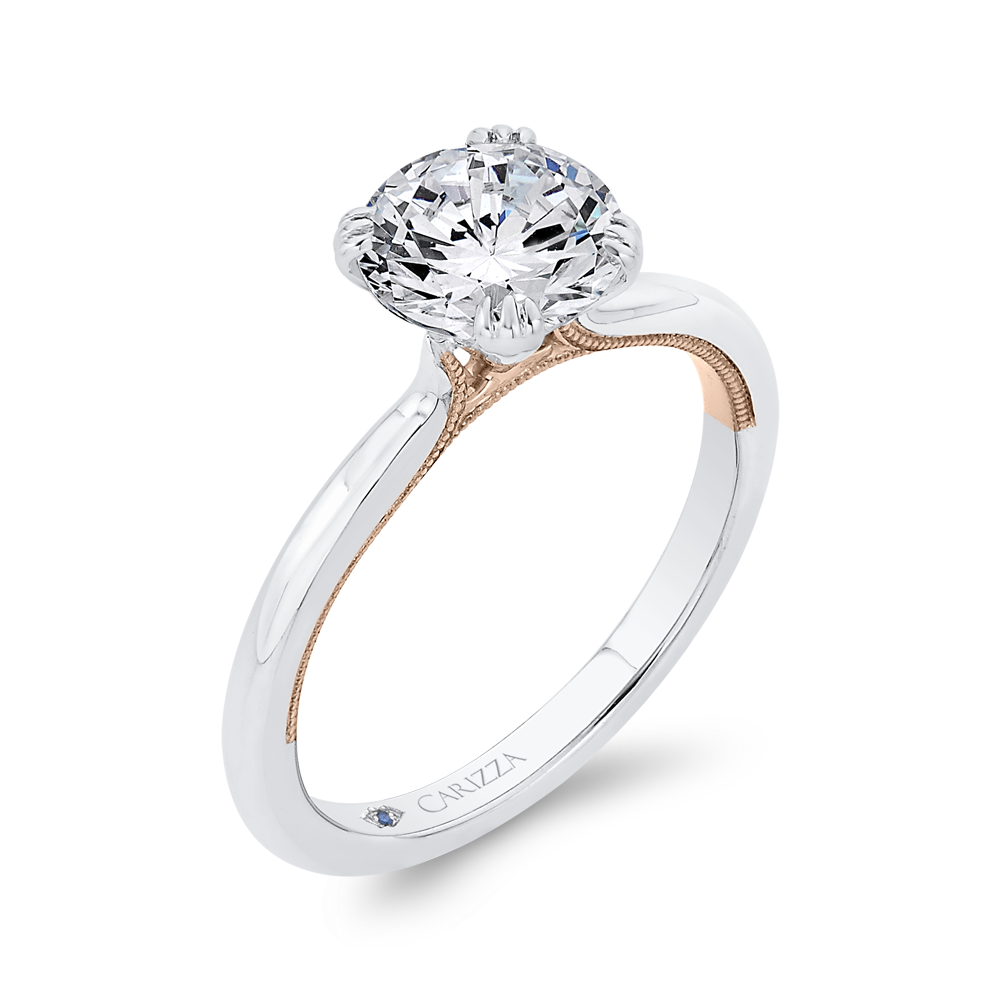 Solitaire Engagement Ring in 14K Two Tone Gold (Semi-Mount)