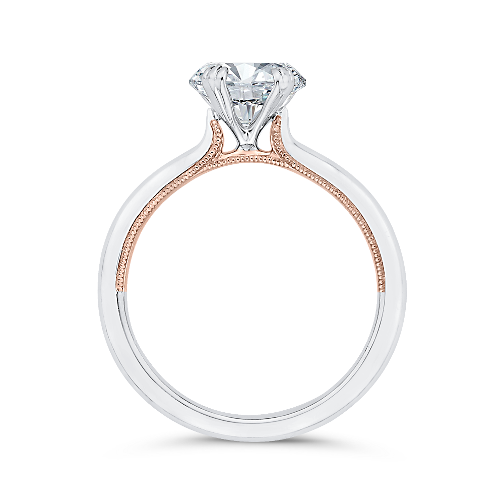 Solitaire Engagement Ring in 14K Two Tone Gold (Semi-Mount)