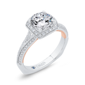 Euro Shank Diamond Halo Engagement Ring in 14K Two Tone Gold (Semi-Mount)