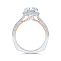 Euro Shank Diamond Halo Engagement Ring in 14K Two Tone Gold (Semi-Mount)