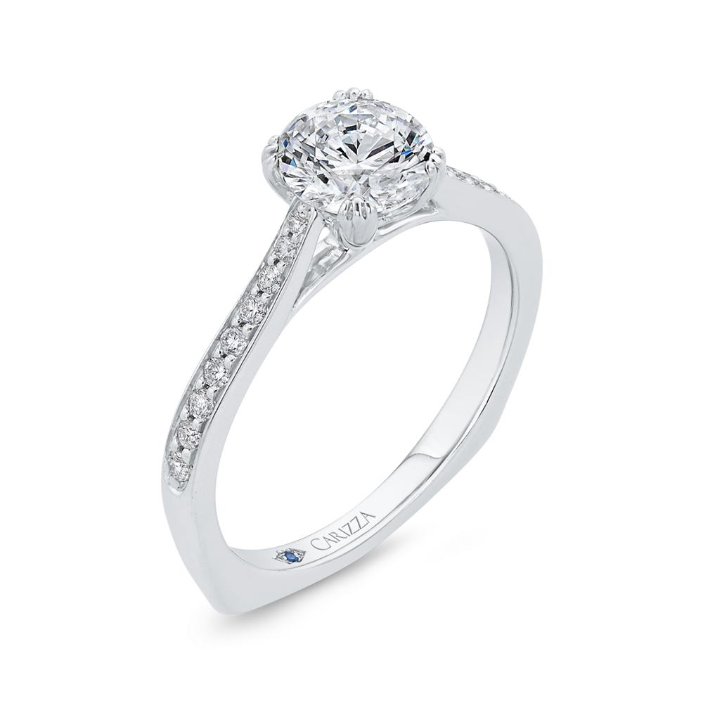 Euro Shank Diamond Engagement Ring in 14K White Gold (Semi-Mount)