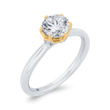 Round Diamond Solitaire Plus Engagement Ring in 14K Two Tone Gold (Semi-Mount)