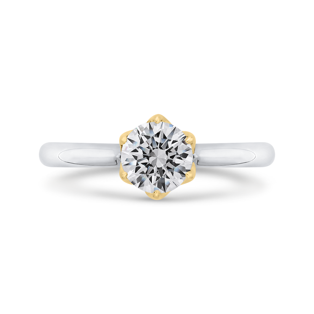 Round Diamond Solitaire Plus Engagement Ring in 14K Two Tone Gold (Semi-Mount)