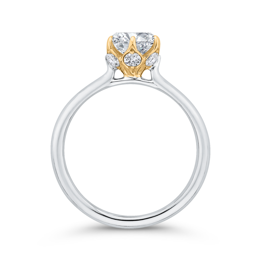 Round Diamond Solitaire Plus Engagement Ring in 14K Two Tone Gold (Semi-Mount)