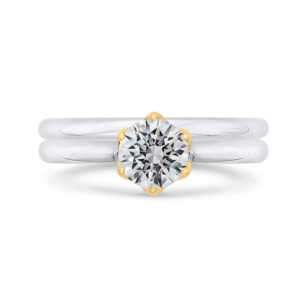 Round Diamond Solitaire Plus Engagement Ring in 14K Two Tone Gold (Semi-Mount)