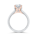 Round Diamond Solitaire Plus Engagement Ring with Milgrain 14K Two Tone Gold (Semi-Mount)