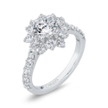 Round Diamond Floral Engagement Ring with Round Shank in 14K White Gold (Semi-Mount)