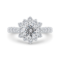 Round Diamond Floral Engagement Ring with Round Shank in 14K White Gold (Semi-Mount)