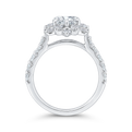 Round Diamond Floral Engagement Ring with Round Shank in 14K White Gold (Semi-Mount)