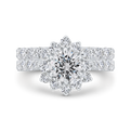 Round Diamond Floral Engagement Ring with Round Shank in 14K White Gold (Semi-Mount)