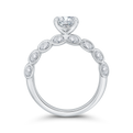 Bezel Set Double Row Cushion Cut Diamond Engagement Ring in 14K White Gold (Semi-Mount)