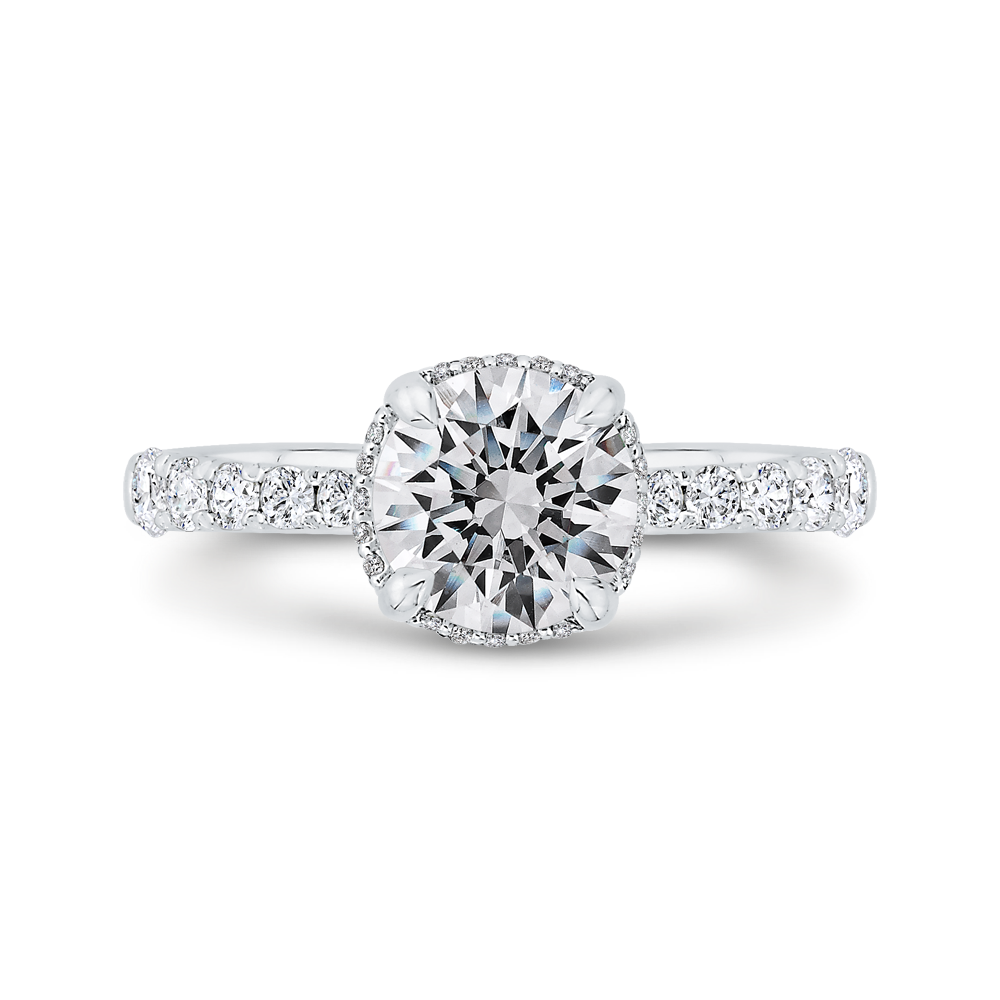 Diamond Halo Engagement Ring in 14K White Gold (Semi-Mount)