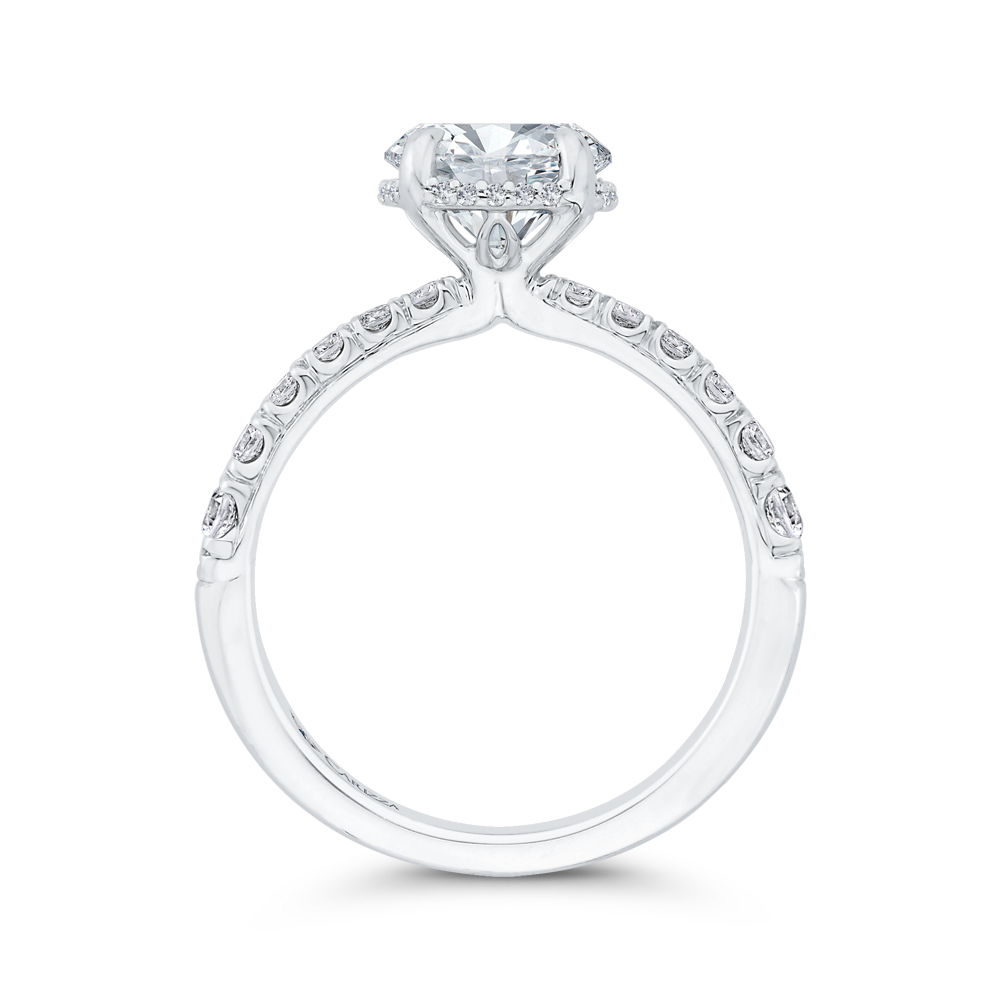 Diamond Halo Engagement Ring in 14K White Gold (Semi-Mount)