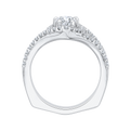 Split Shank Pear Shape Diamond Halo Engagement Ring In 14K White Gold (Semi-Mount)