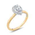 Pear Cut Diamond Halo Engagement Ring in 14K Two Tone Gold (Semi-Mount)