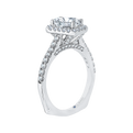 Emerald Cut Diamond Halo Engagement Ring with Band In 14K White Gold (Semi-Mount)