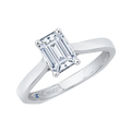 Emerald Cut Diamond Solitaire Engagement Ring in 14K White Gold (Semi-Mount)