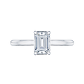 Emerald Cut Diamond Solitaire Engagement Ring in 14K White Gold (Semi-Mount)