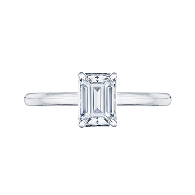 Emerald Cut Diamond Solitaire Engagement Ring in 14K White Gold (Semi-Mount)