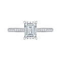 Emerald Cut Diamond Solitaire with Accents Engagement Ring in 14K White Gold (Semi-Mount)