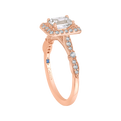 Emerald Cut Diamond Halo Vintage Engagement Ring in 14K Rose Gold (Semi-Mount)