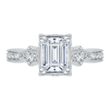 Emerald Cut Diamond Vintage Engagement Ring In 14K White Gold (Semi-Mount)