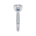 Emerald Cut Diamond Engagement Ring with Sapphire in 14K White Gold (Semi-Mount)