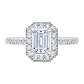 Emerald Cut Diamond Halo Engagement Ring in 14K White Gold (Semi-Mount)