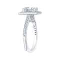 Emerald Cut Diamond Halo Engagement Ring in 14K White Gold (Semi-Mount)