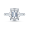 Emerald Cut Diamond Halo Engagement Ring in 14K White Gold (Semi-Mount)