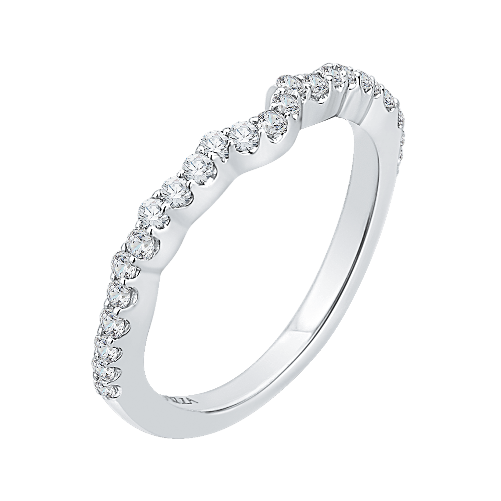 Round Diamond Half-Eternity Wedding Band in 14K White Gold