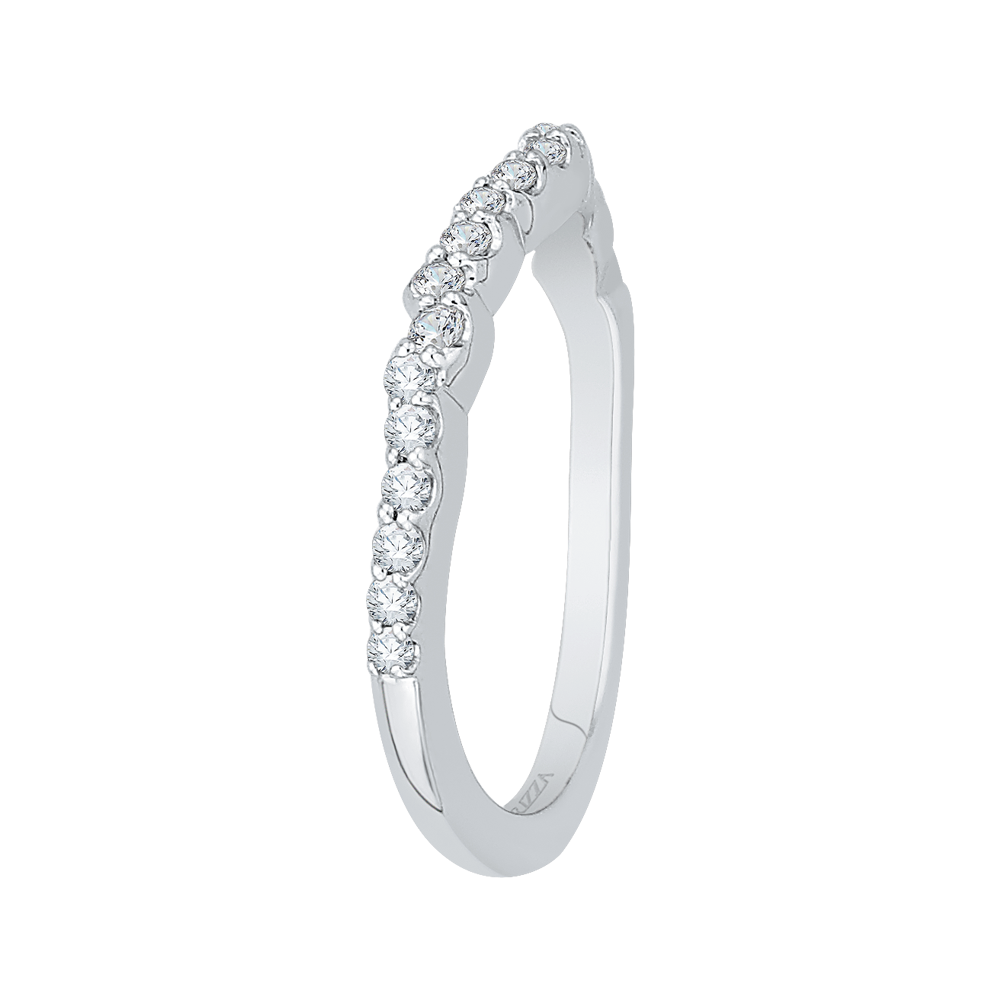 Round Diamond Half-Eternity Wedding Band in 14K White Gold