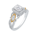 Emerald Cut Diamond Halo Engagement Ring in 14K Two Tone Gold (Semi-Mount)