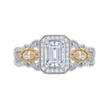 Emerald Cut Diamond Halo Engagement Ring in 14K Two Tone Gold (Semi-Mount)