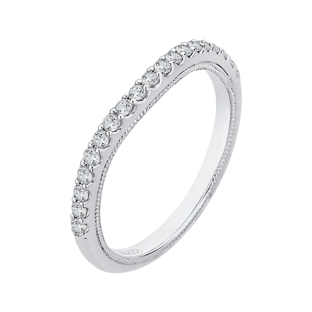 Round Diamond Wedding Band in 14K White Gold