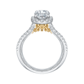 Split Shank Emerald Cut Diamond Halo Vintage Engagement Ring in 14K Two Tone Gold (Semi-Mount)