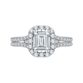 Split Shank Emerald Cut Diamond Halo Vintage Engagement Ring in 14K Two Tone Gold (Semi-Mount)