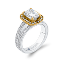 Split Shank Emerald Cut Diamond Engagement Ring in 14K Two Tone Gold (Semi-Mount)